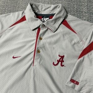 Nike Dri-Fit Alabama Crimson Tide Polo Shirt Mens Small Gray Red Performance